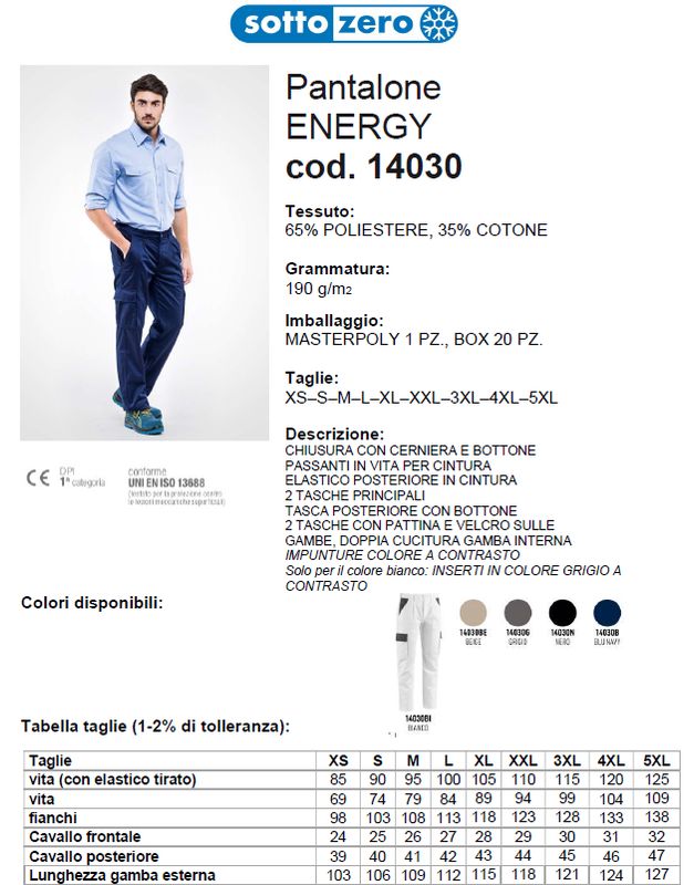 Pantalone Energy Multitasca 190 gr Pantalone Energy Multitasca 190 gr