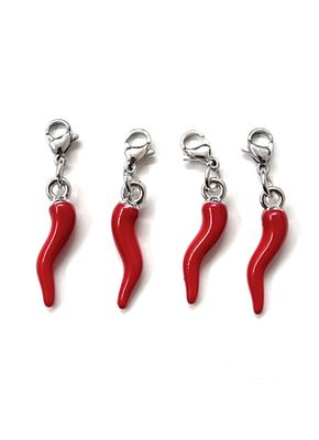 Ciondolo pezzi 4 corno rosso portafortuna
