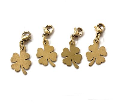 Ciondolo pezzi 4 quadrifoglio dorato liscio portafortuna