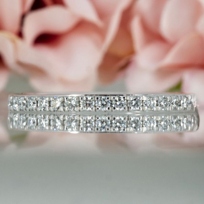 Platinum 0.20ct Round Brilliant Cut Diamond Claw Set Half Eternity Ring
