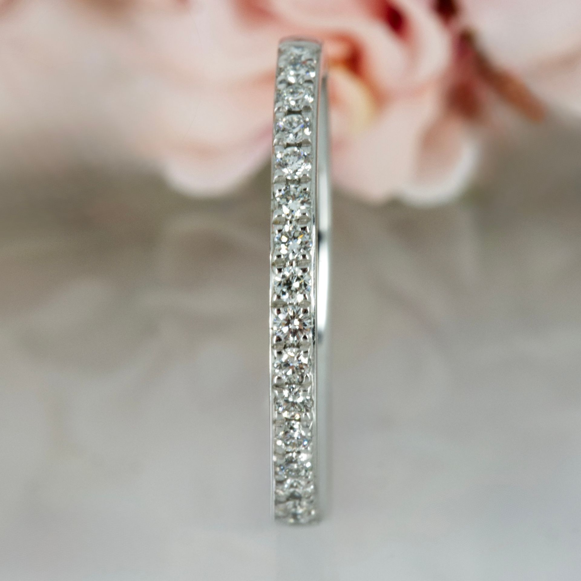 Platinum 0.20ct Round Brilliant Cut Diamond Claw Set Half Eternity Ring