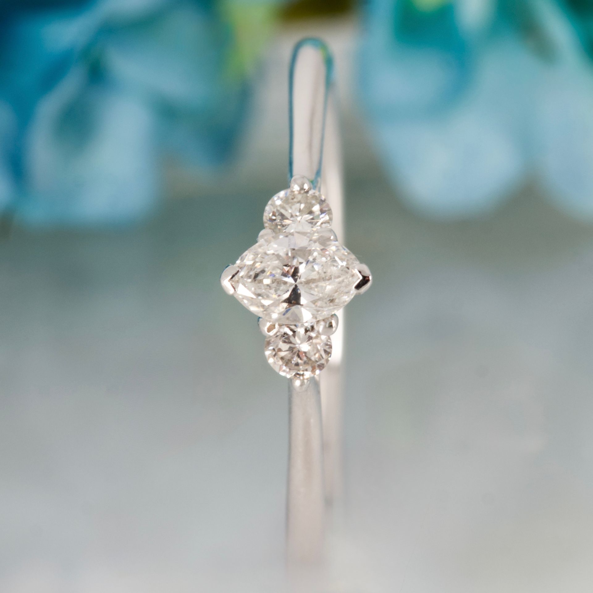 Platinum 0.30ct Marquise & Round Brilliant Brilliant Cut Lab Grown Diamond Trilogy Ring