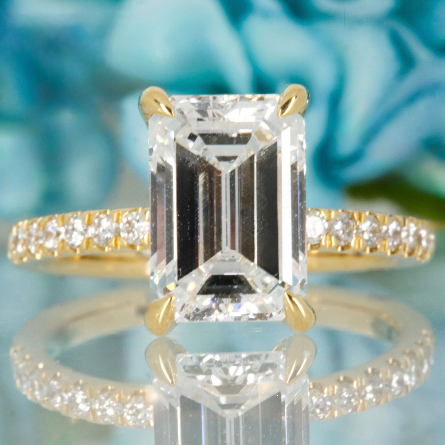 9ct Yellow Gold 3.02ct Emerald Cut Lab Grown Diamond Solitaire Ring