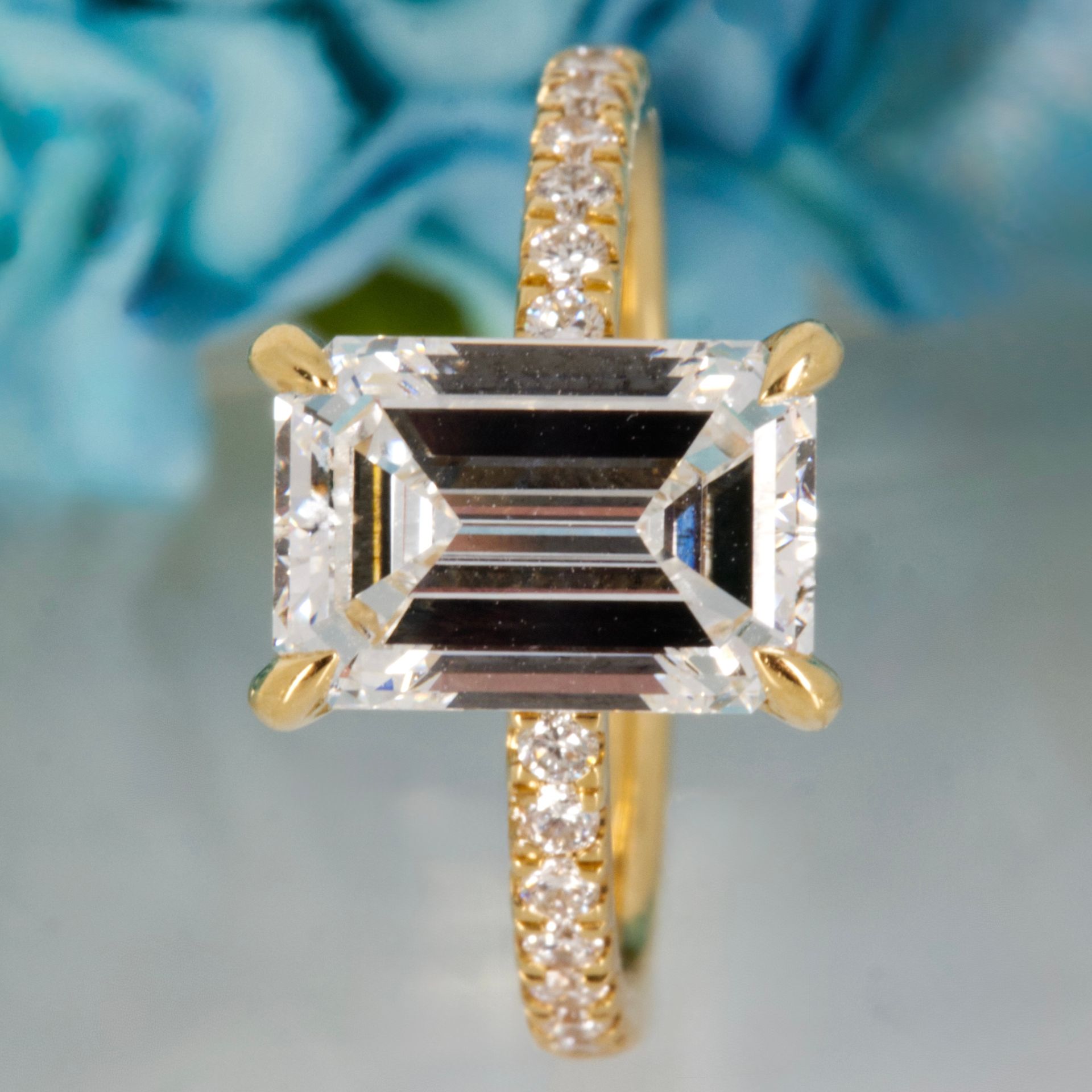 9ct Yellow Gold 3.02ct Emerald Cut Lab Grown Diamond Solitaire Ring