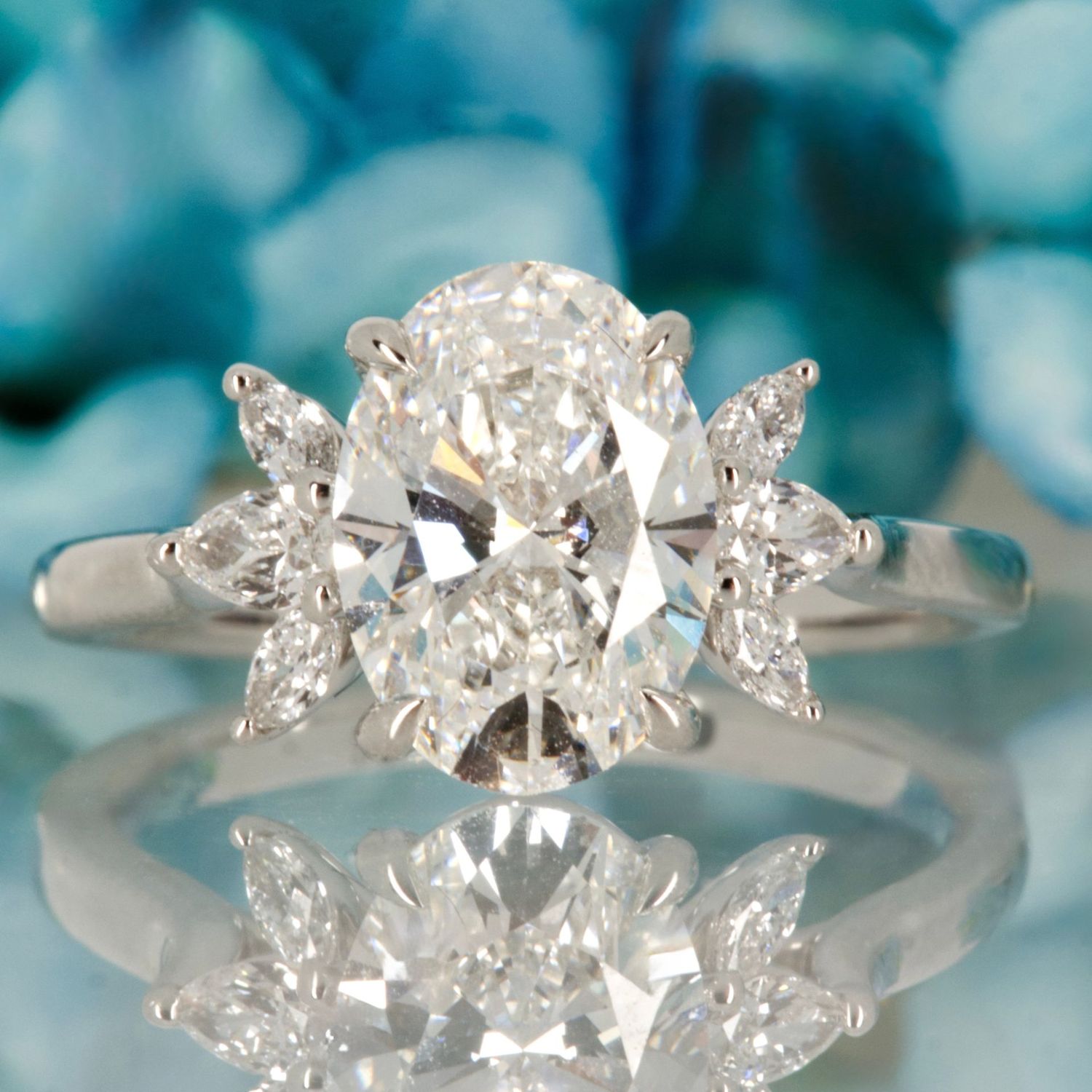 Platinum 2.20ct Oval, Pear & Marquise Cut Lab Grown Diamond Dress Ring