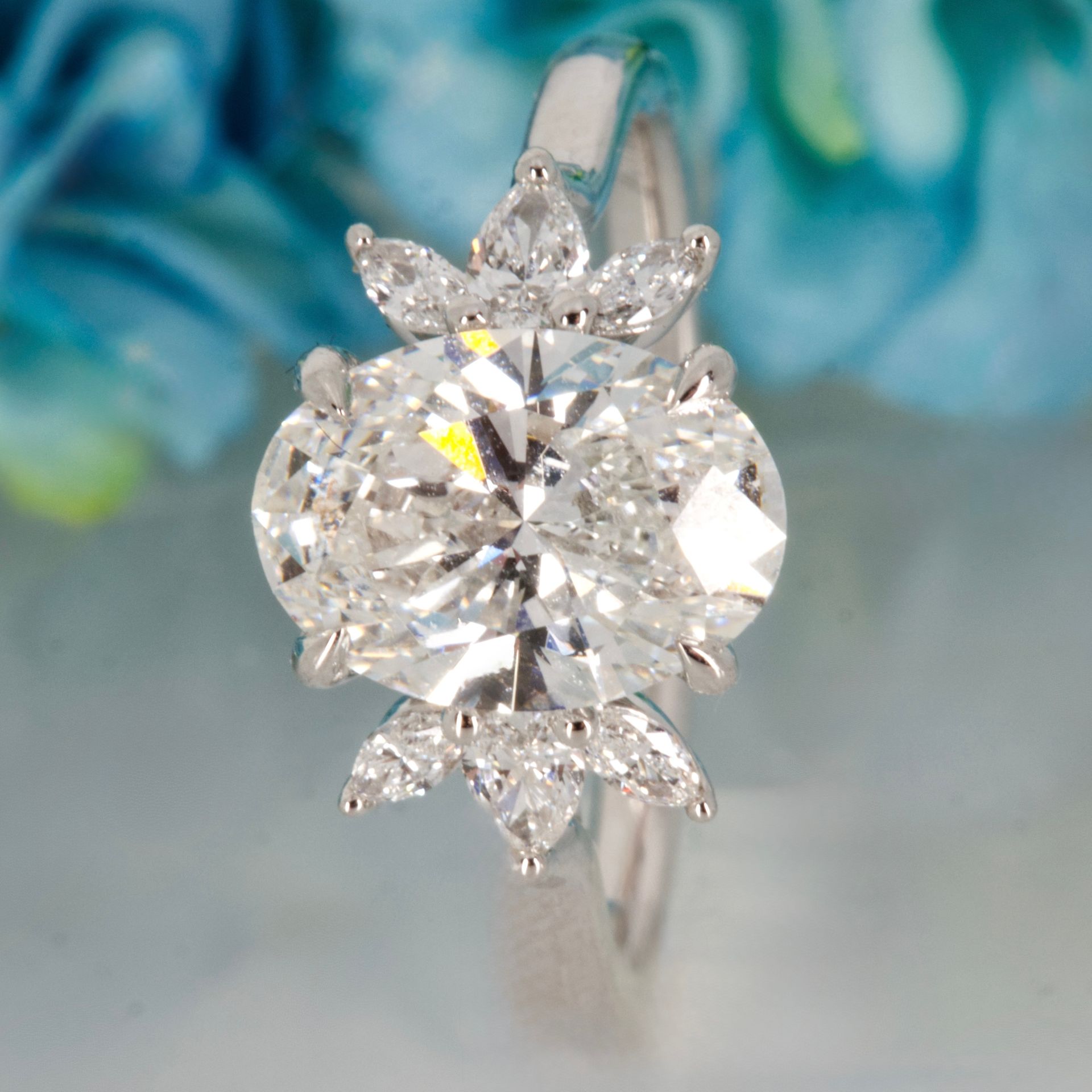 Platinum 2.20ct Oval, Pear & Marquise Cut Lab Grown Diamond Dress Ring