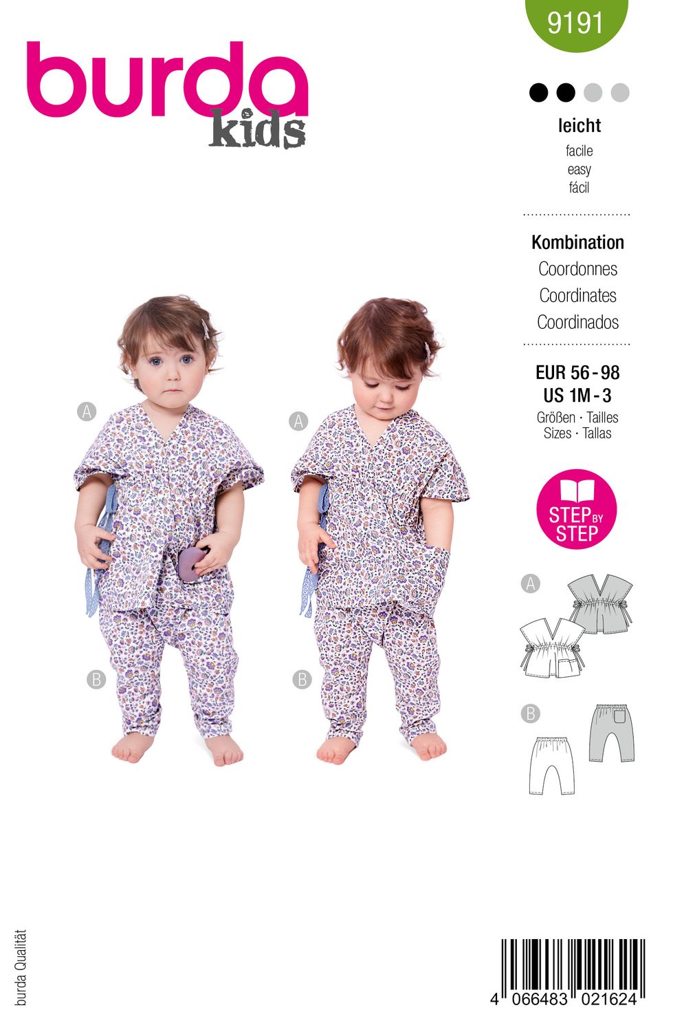 👶 Burda Style Mönster 9191 – Babyset Blus &amp; Byxor (56–98)