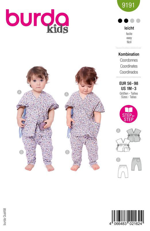 👶 Burda Style Mönster 9191 – Babyset Blus &amp; Byxor (56–98)