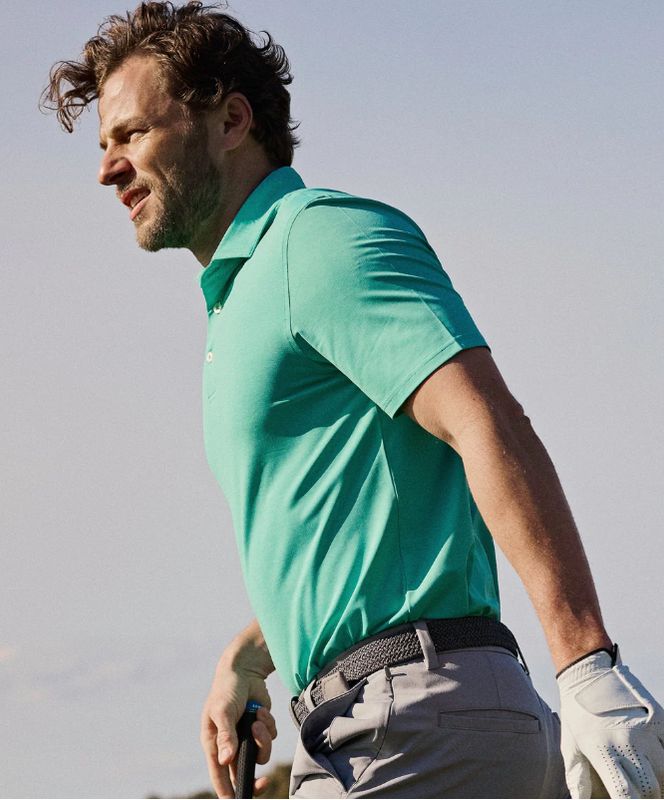 Southern Tide brrr°®-eeze Heather Performance Polo Shirt in Turtle Green