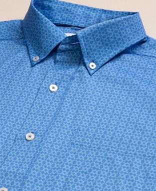 Southern Tide Seaside Geo Coastal Breeze® Short Sleeve Sport Shirt in Blue Stream