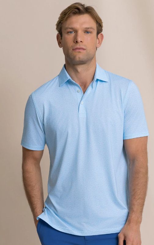 Southern Tide Driver Paradise Shores Printed Polo in Tropical Breeze Blue