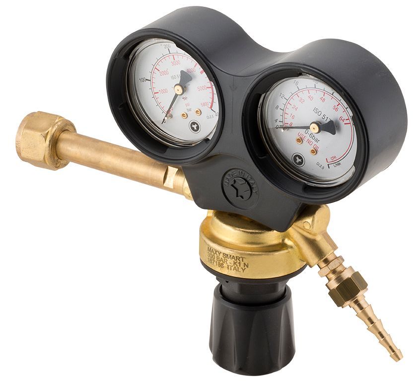 RIDUTTORE DI PRESSIONE MAXYSMART CO2 L=110mm  CON CUFFIA DOPPIA PER MIG-MAG-TIG- OXYTURBO