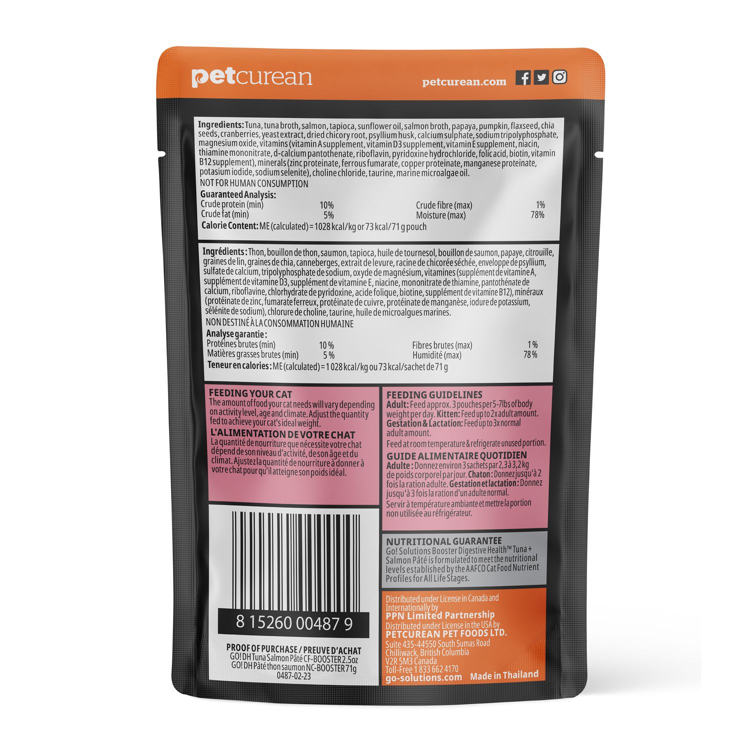 Go! chat / Booster , digestion pâté thon et saumon ,2.5 oz