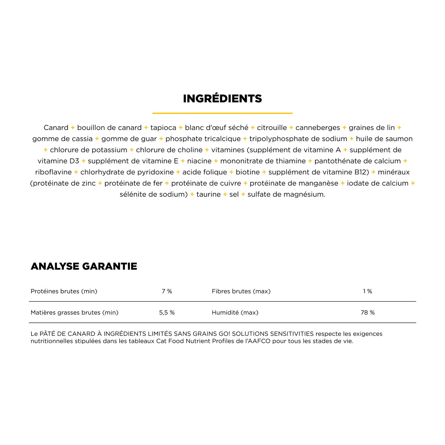 Pâté de canard pour chats Go! Solutions Sensitivities, 6,4oz