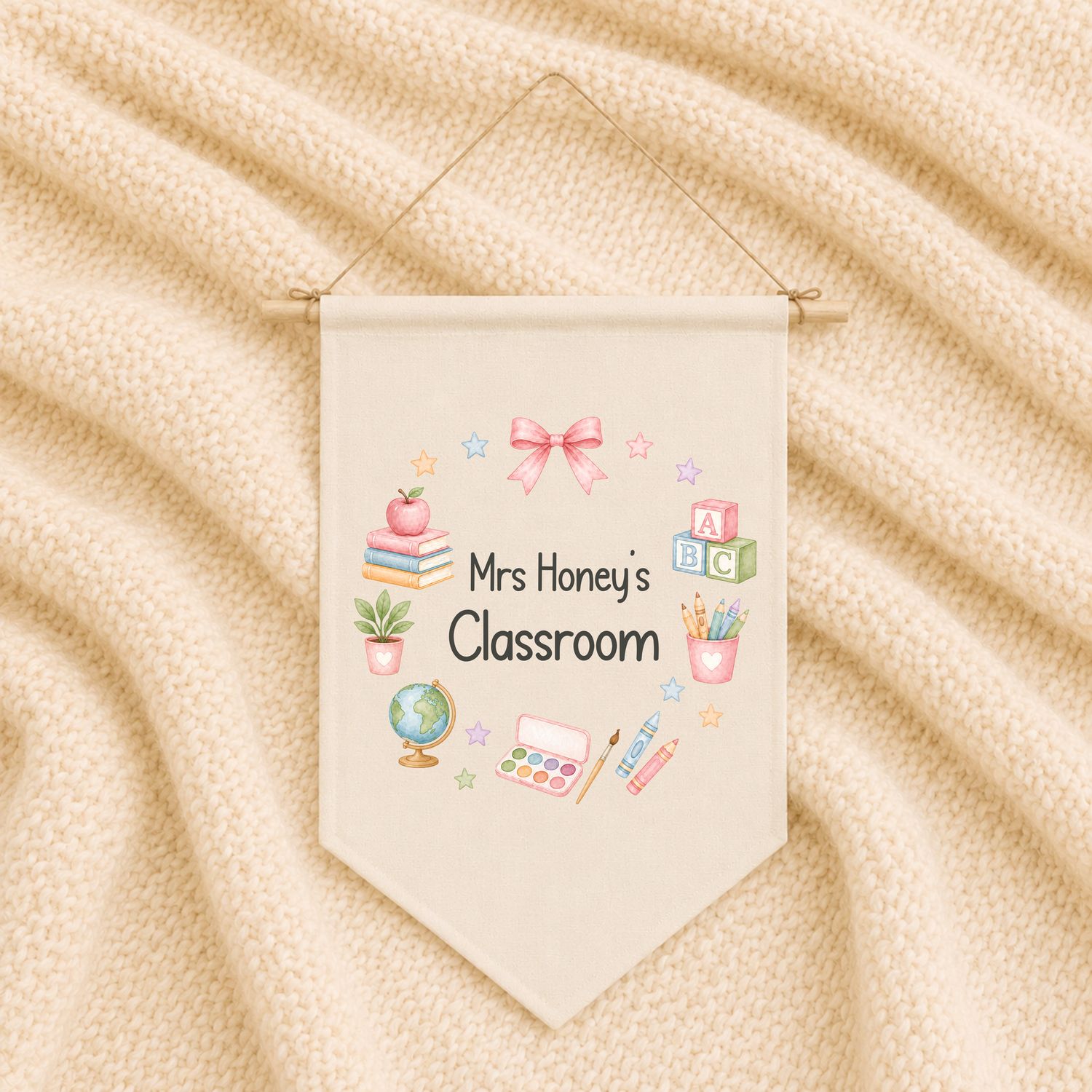 Personalised Classroom Flag - Stationary Design