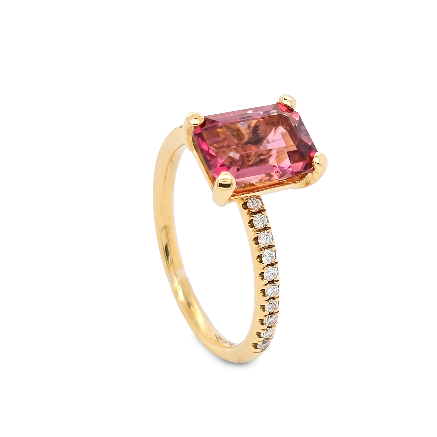 Bague Solitaire - Tourmaline Rose De Namibie