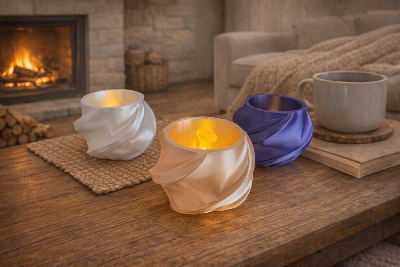 Spiral-Teelichthalter mit seidenmatter Oberfläche