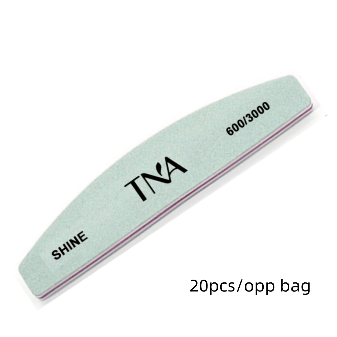 shiner &amp; polish nail filer 600/3000 20pcs - Half moon