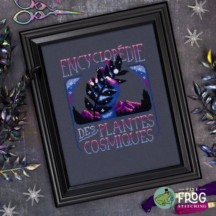 Cosmic Plant Book by Fine Frog Stitching 2026 Celestial Colors Collection Small Printed Cross Stitch pattern