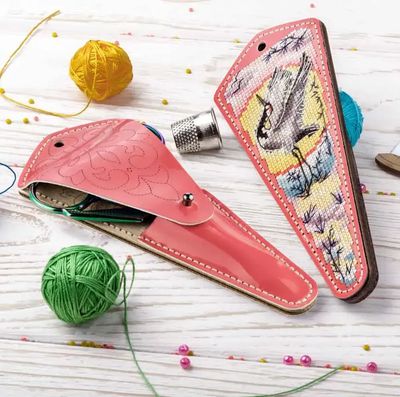 Heron Scissors Case by Wonderland Crafts 2026 Cross-stitch kit on faux leather