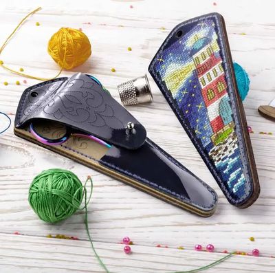 Lighthouse - Scissors Case by Wonderland Crafts 2026 Cross-stitch kit on faux leather