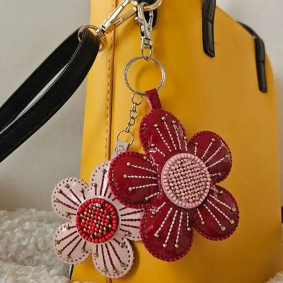 Spring Flowers - Bag Charm by Wonderland Crafts 2026 Faux Leather Bead Embroidery Kit