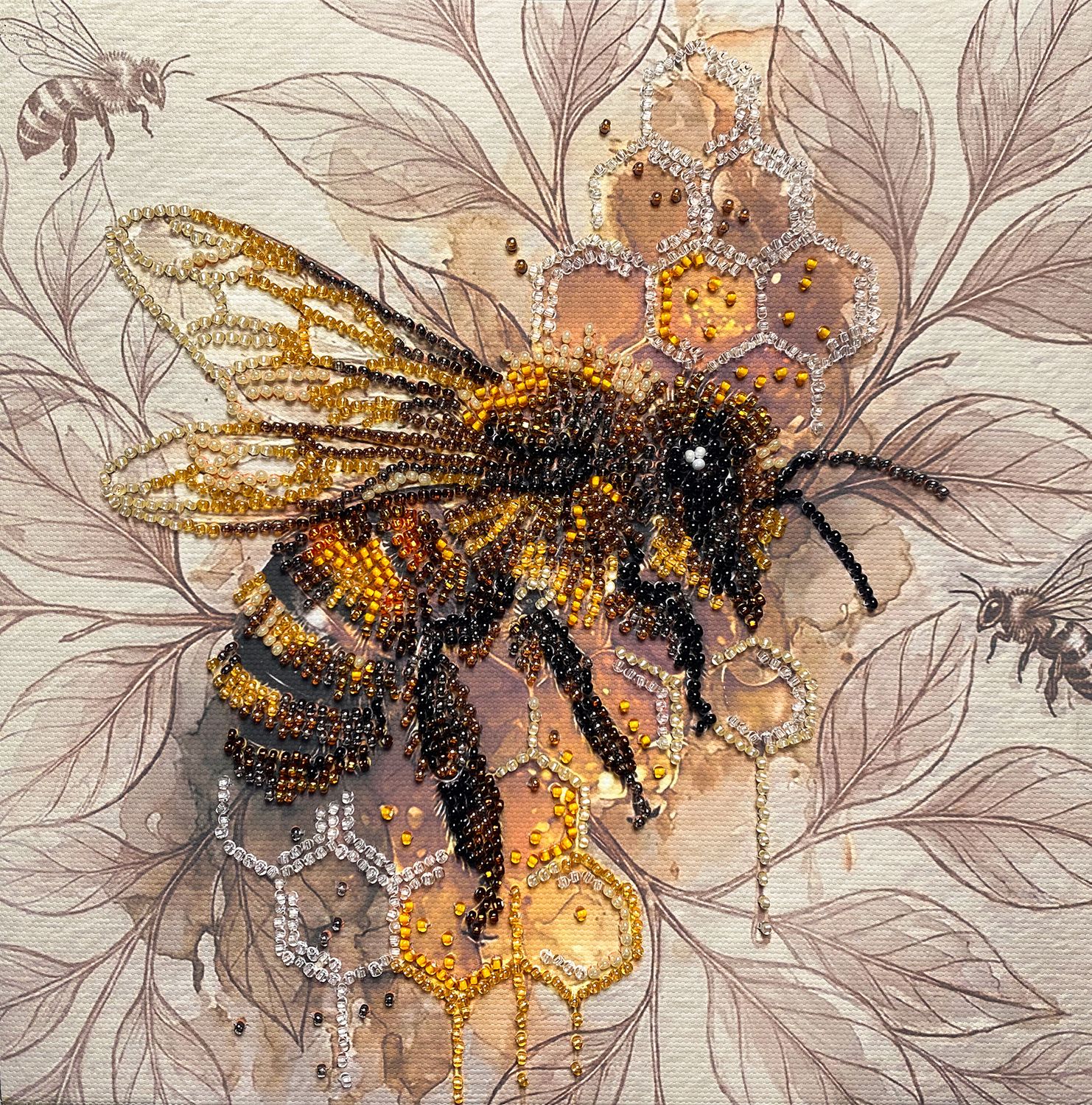 Golden honey by Abris Art Animals and birds Collection Bead Embroidery Kit