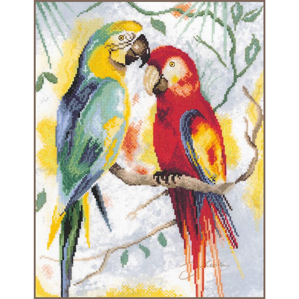 Parrot talk by Lanarte 2026 Animals Collection Counted Cross Stitch Kit