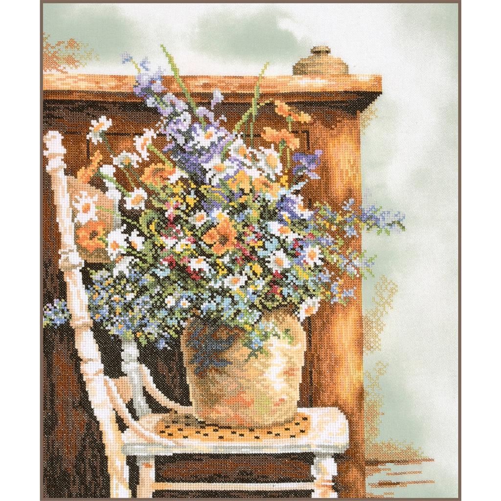 Floral vintage art by Lanarte 2026 Home and Garden Collection Counted Cross Stitch kit
