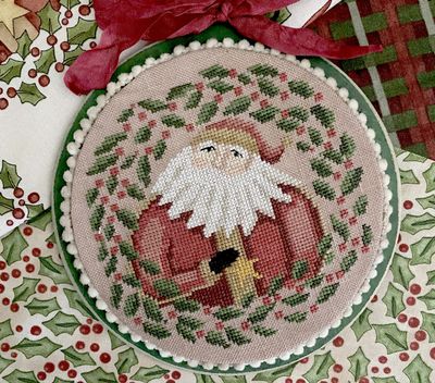 Santa Wreath ornament by Teresa Kogut's Creative Whims 2024 Counted cross stitch pattern