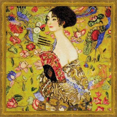Lady with a Fan by Riolis 2011 after Klimt's painting Museum Collection Counted cross stitch kit