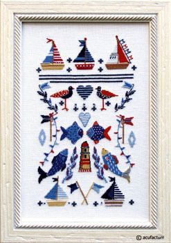 Nautical Sampler (Mustertuch Maritim) by Acufactum Spring &amp; Summer Collection Counted cross-stitch kit