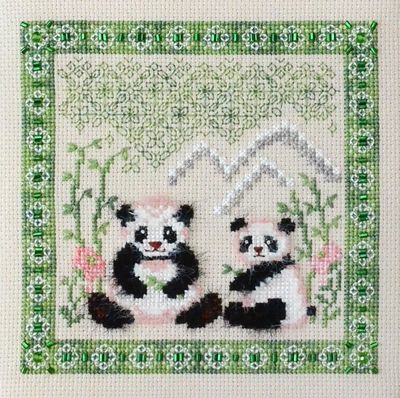 Cute pandas by Tela Artis Cross stitch embroidery kit