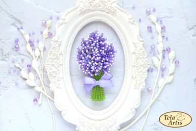 Lavender by Tela Artis Bead Embroidery Kit for making accessory (brooch)
