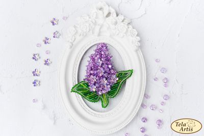 Lilac by Tela Artis Bead Embroidery Kit for making accessory (brooch)