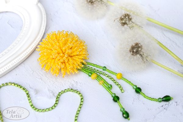 Dandelion by Tela Artis Bead Embroidery Kit for making accessory (brooch)