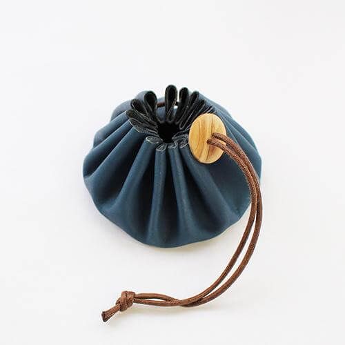 Himeji Leather Pouch by Cohana Leather Pouch Reminiscent of A Plump Flower Bud