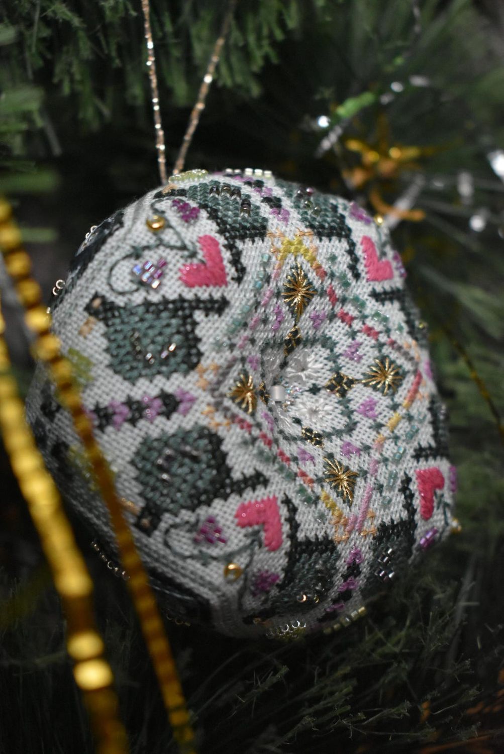 Day One: A partridge in a pear tree by MilleFleur 2025 12 days of Christmas Series Cross Stitch Pattern, Embellishment Pack