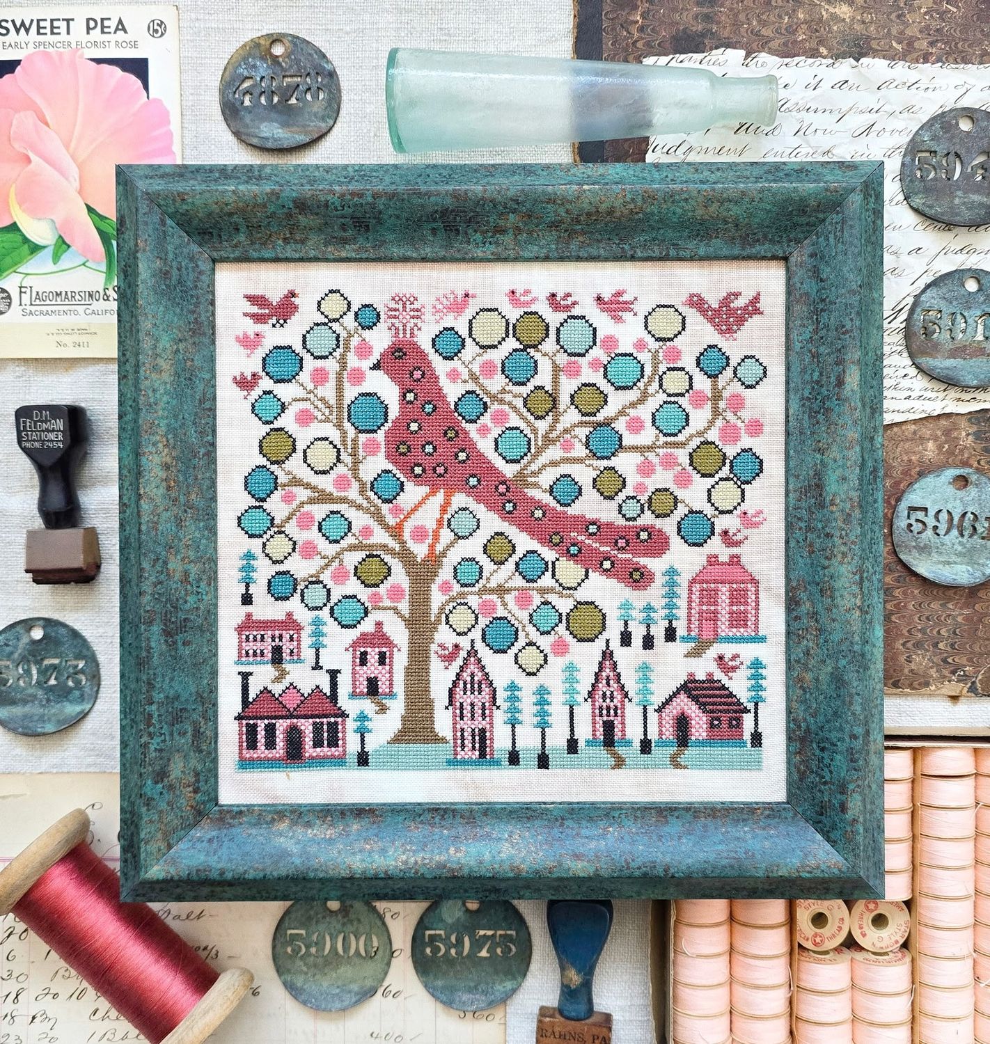 Dot the Bird by Kathy Barrick 2026 Exclusive for Nashville Needlework Market 2026 Counted cross stitch pattern