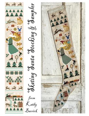 Skating Santa Stocking &amp; Sampler by Kathy Barrick 2026 Exclusive for Nashville Needlework Market 2026 Christmas Counted cross stitch pattern