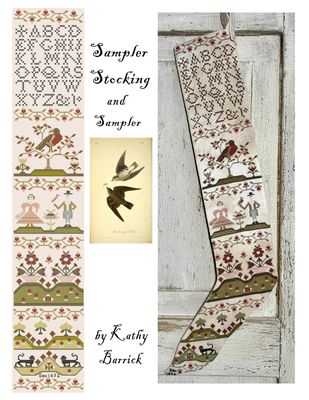 Sampler Stocking &amp; Sampler by Kathy Barrick 2026 Exclusive for Nashville Needlework Market 2026 Counted cross stitch pattern