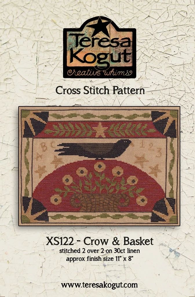 Crow &amp; Basket by Teresa Kogut's Creative Whims Counted cross-stitch pattern