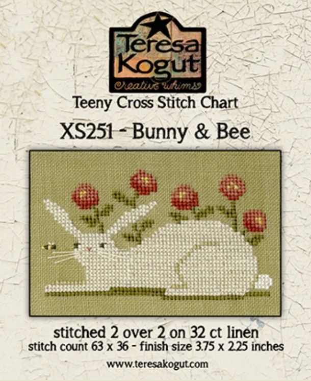 Bunny &amp; Bee by Teresa Kogut's Creative Whims 2020 Teeny counted cross-stitch pattern
