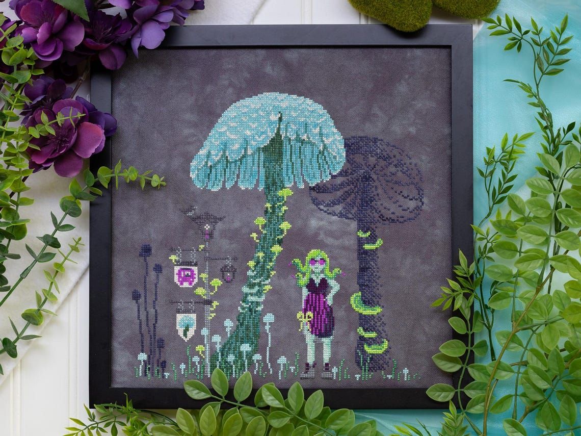 Mycelium Metro by Sprouting Lupine 2025 Printed counted cross-stitch pattern