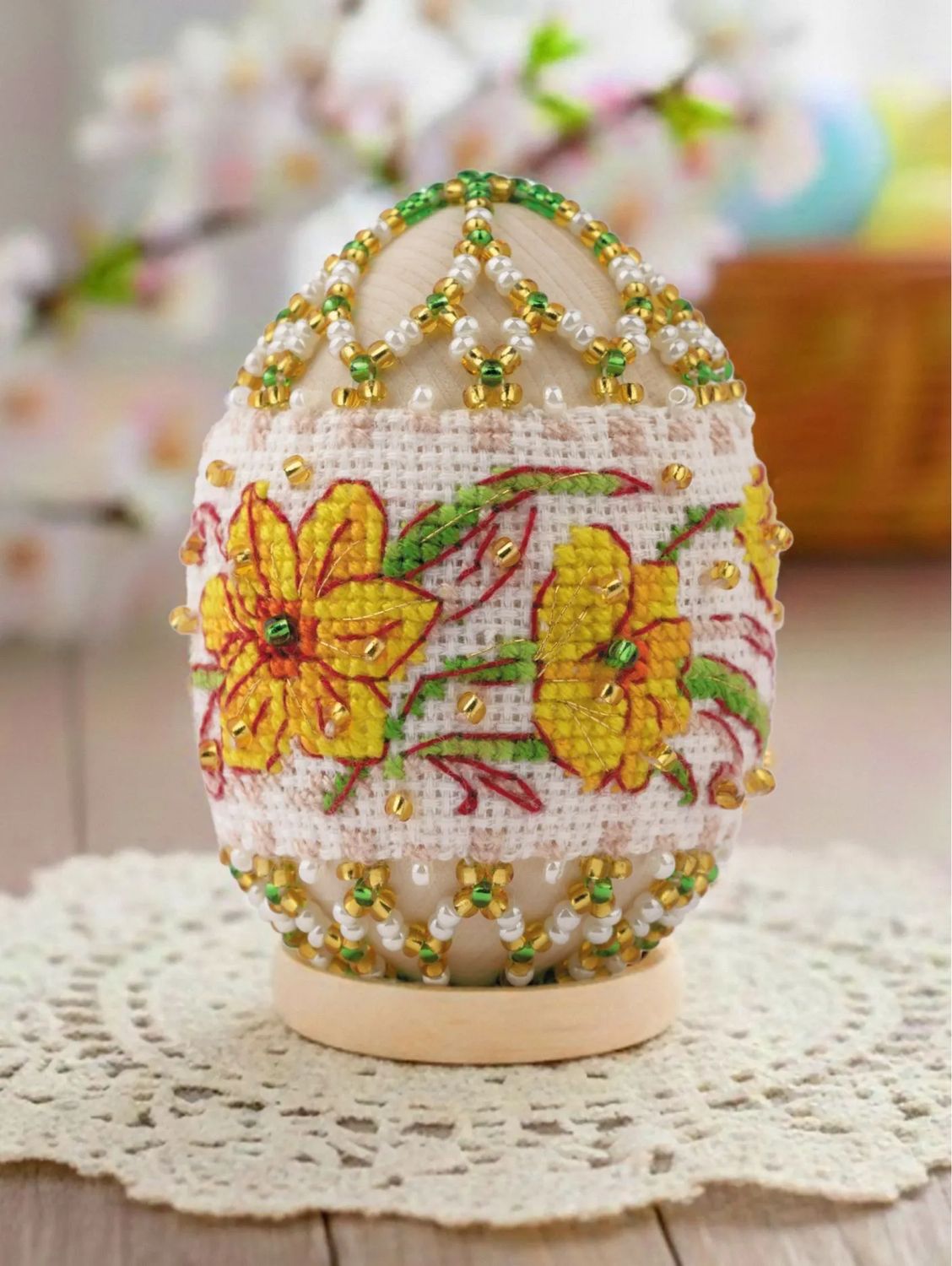 Daffodils - Easter Egg by Riolis Needlework Beading Kit