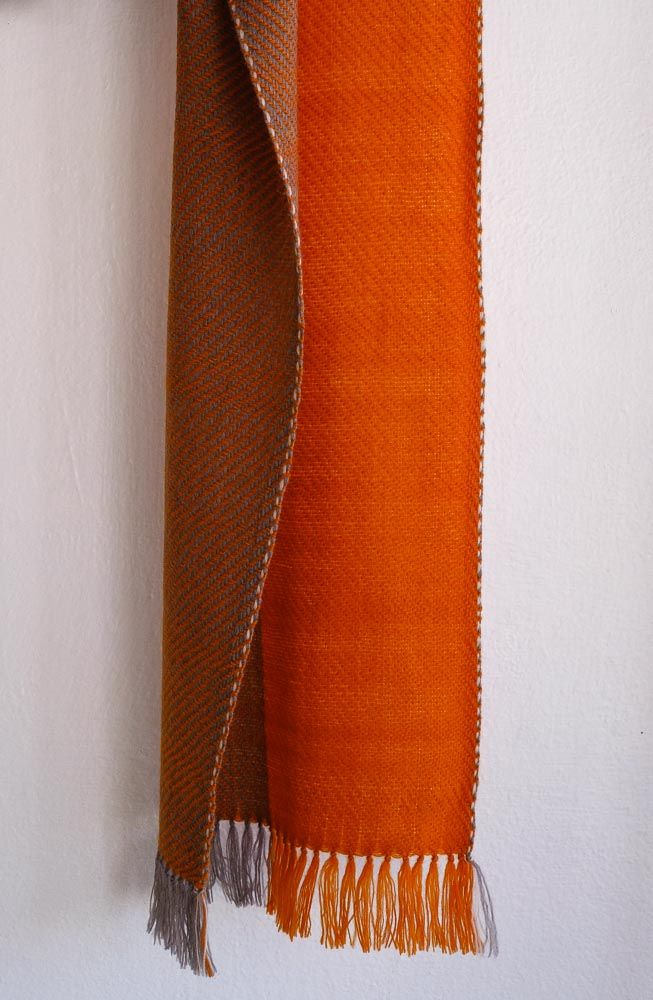 Woollen Scarf Dyed With Tea and Tesu Flowers