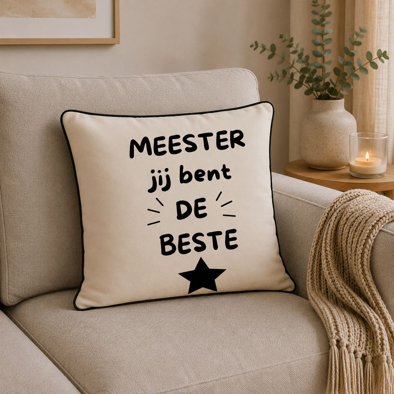 Meester Jij Bent De Beste Sierkussen – Origineel Cadeau Voor Meester – Decoratief Kussen