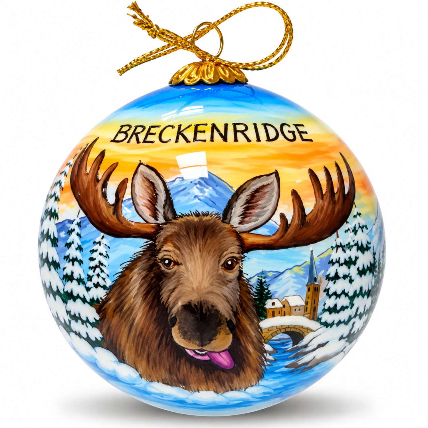 Colisco Breckenridge Moose Hand Painted Glass Ornament