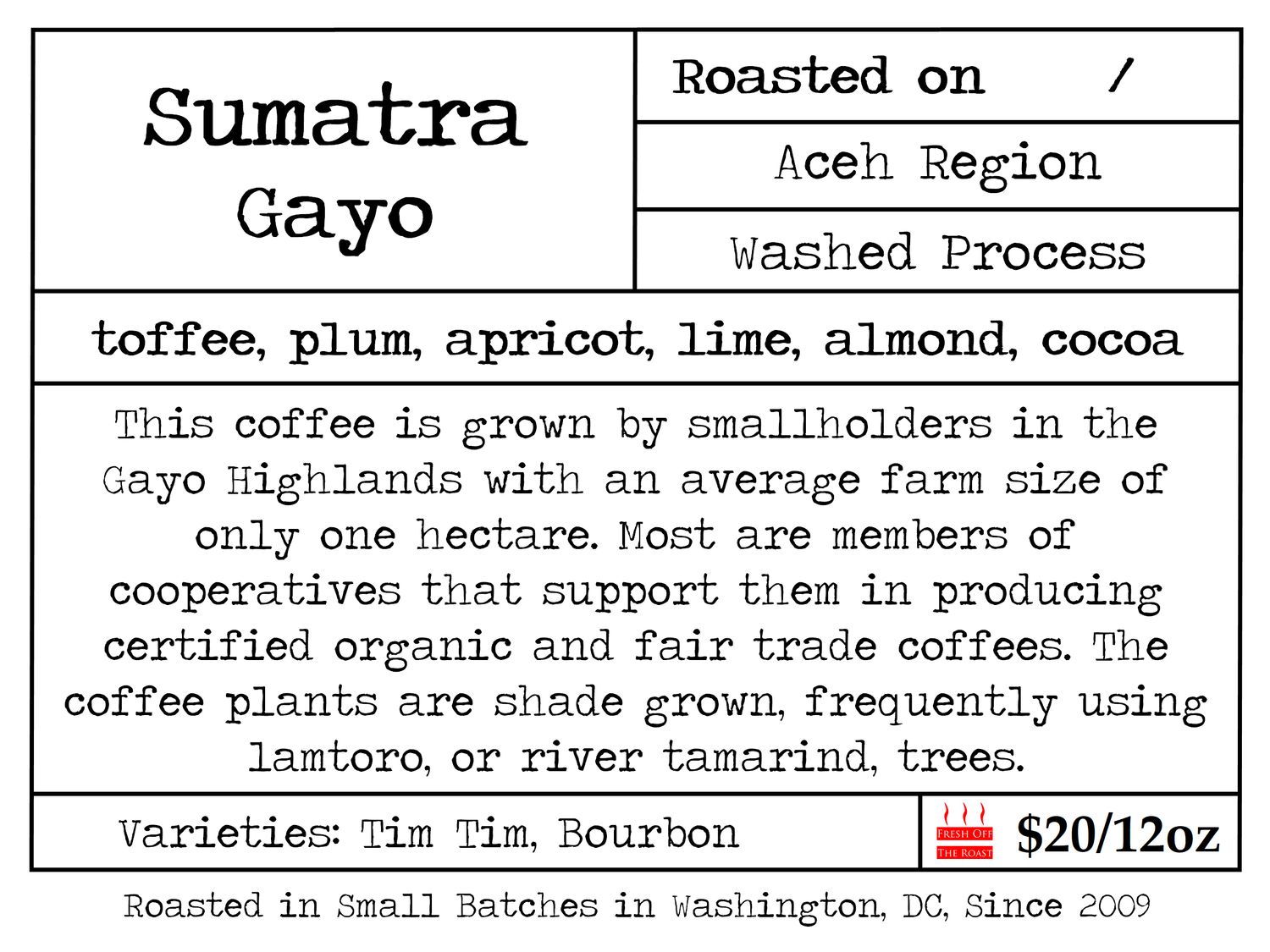 Sumatra Gayo Highlands