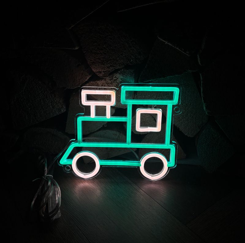 Green Train LED Neon Sign
